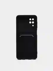 Черный чехол Samsung Galaxy A12 / M12, Самсунг Галакси А12 / М12 силиконовый с карманом для карты