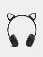 Черный беспроводные детские наушники Cat Ear P47M со светящимися ушками