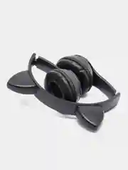 Черный беспроводные детские наушники Cat Ear P47M со светящимися ушками