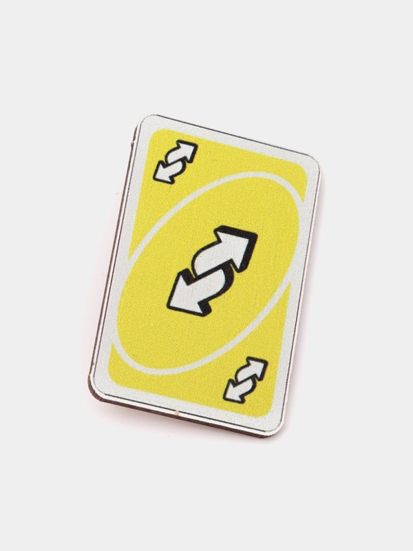 Значок деревянный по игре "Uno", карточка Реверс