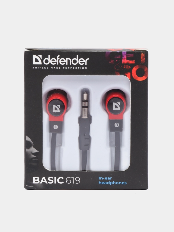 Наушники вставки Defender Basic 619 черный + красный