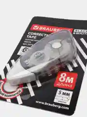 Корректирующая лента BRAUBERG BLACK&WHITE 5 мм х 8 м, корпус черный тонированный, механизм перемотки, 227800