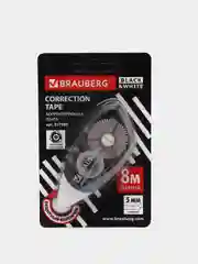 Корректирующая лента BRAUBERG BLACK&WHITE 5 мм х 8 м, корпус черный тонированный, механизм перемотки, 227800