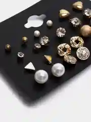 Золотой сережки женские. Набор сережек-гвоздиков 6,9,12 пар