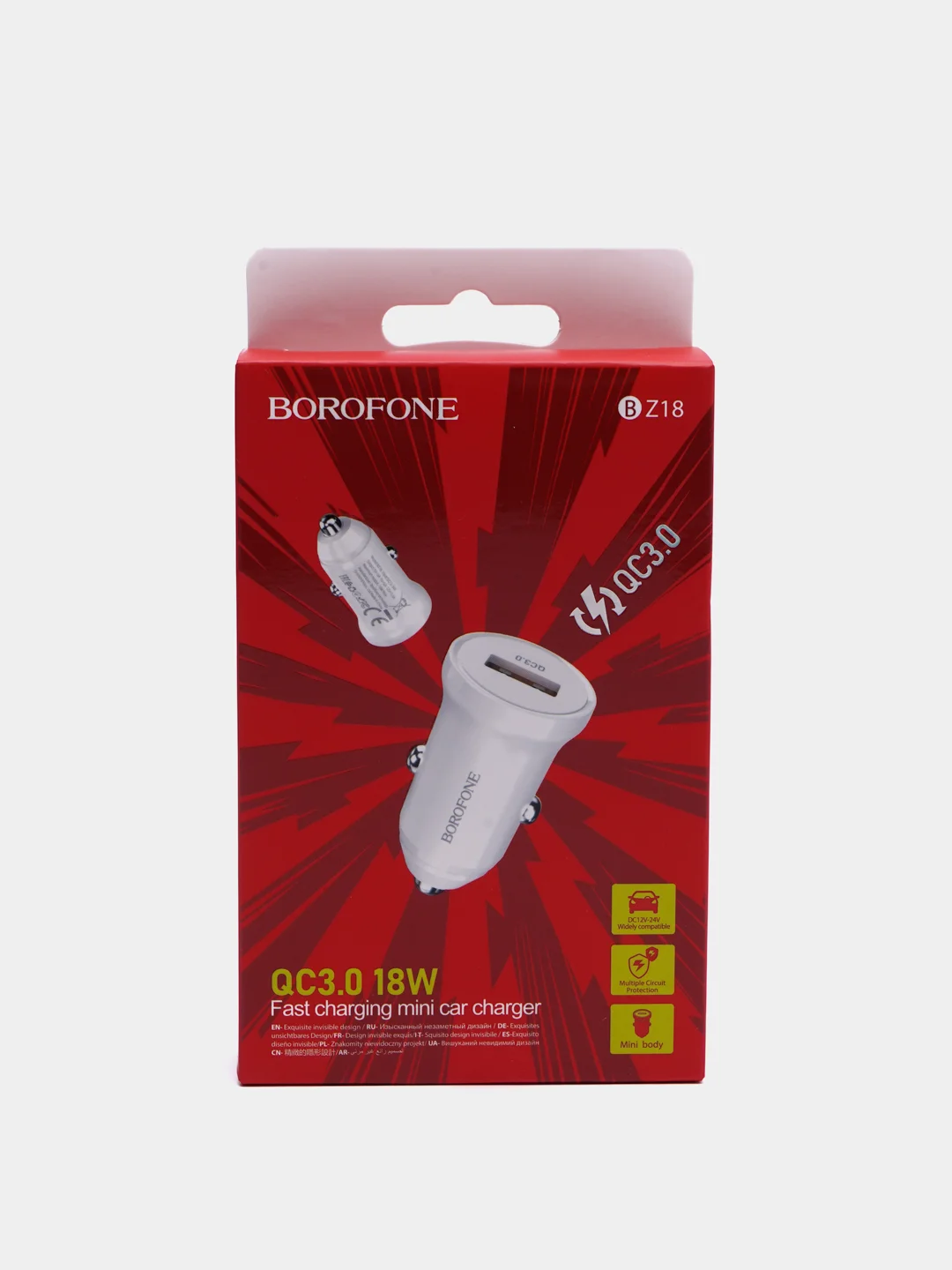 Белый автомобильное зарядное устройство USB 2,4A BOROFONE BZ18,BZ18A PD20W Quick Charge 3.0