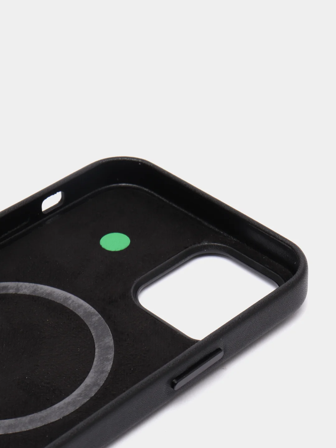 Черный leather case iPhone 11/12/13/14/15 Mini/Pro/Pro Max MagSafe, с анимацией