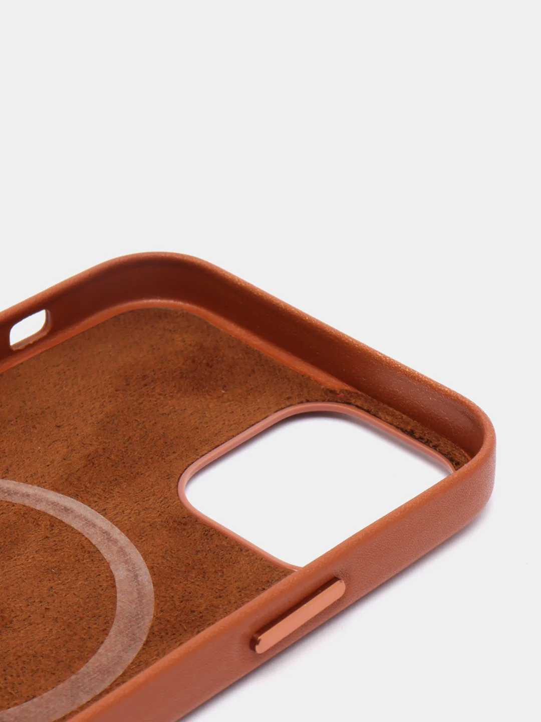 Коричневый leather case iPhone 11/12/13/14/15 Mini/Pro/Pro Max MagSafe, с анимацией