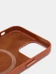 Коричневый leather case iPhone 11/12/13/14/15 Mini/Pro/Pro Max MagSafe, с анимацией