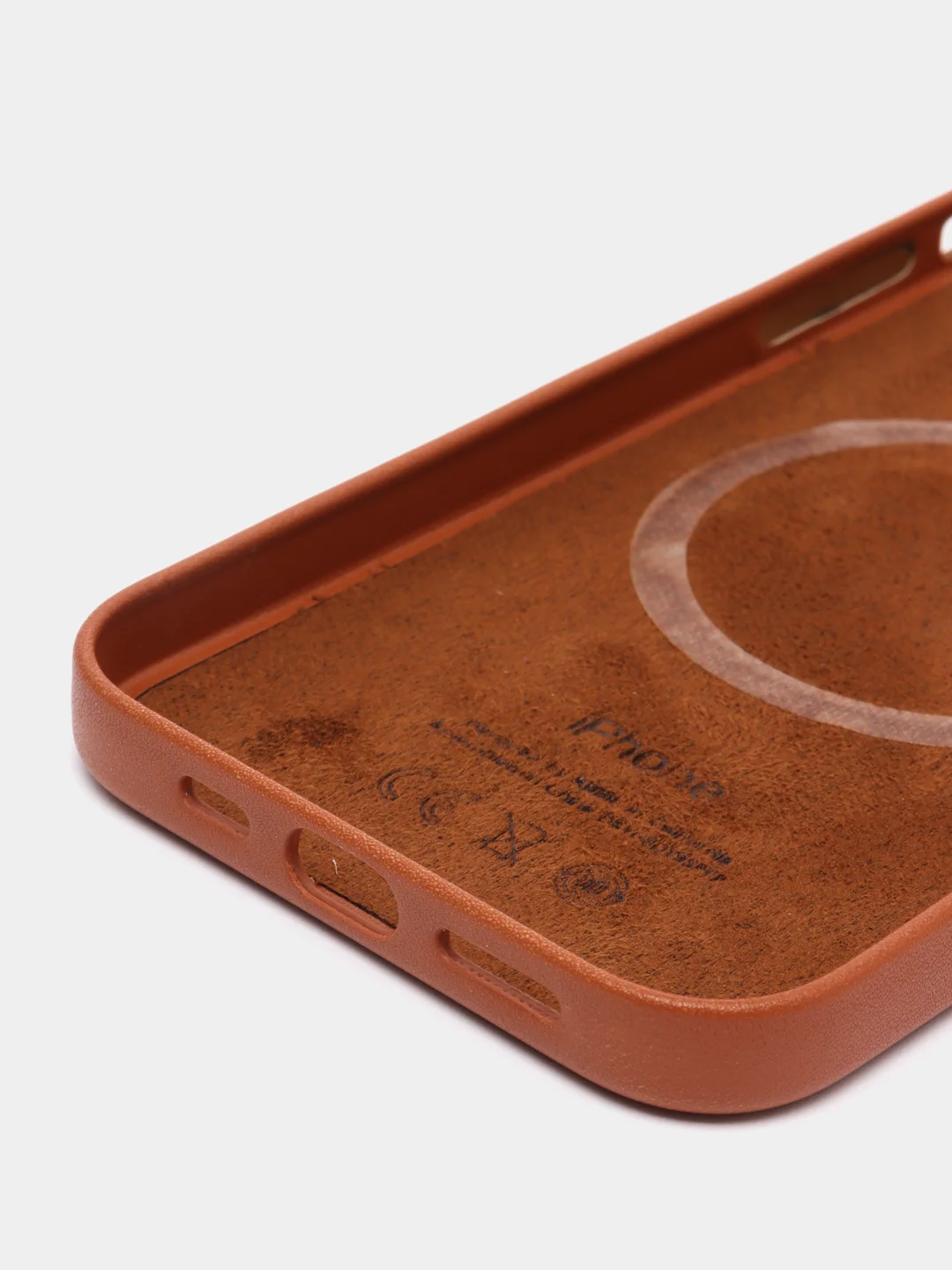 Коричневый leather case iPhone 11/12/13/14/15 Mini/Pro/Pro Max MagSafe, с анимацией