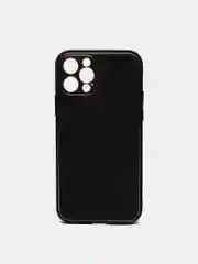 Черный чехол с золотой окантовкой на iPhone 13, 13 Pro, 13 Pro Max, 12, 12 Pro кожаный