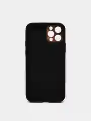 Черный чехол с золотой окантовкой на iPhone 13, 13 Pro, 13 Pro Max, 12, 12 Pro кожаный