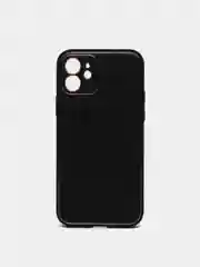 Черный чехол с золотой окантовкой на iPhone 13, 13 Pro, 13 Pro Max, 12, 12 Pro кожаный