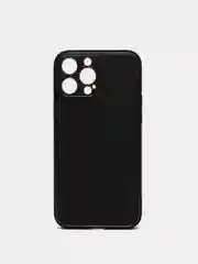 Черный чехол с золотой окантовкой на iPhone 13, 13 Pro, 13 Pro Max, 12, 12 Pro кожаный