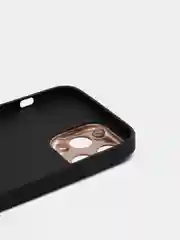 Черный чехол с золотой окантовкой на iPhone 13, 13 Pro, 13 Pro Max, 12, 12 Pro кожаный