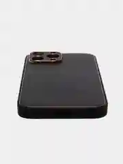 Черный чехол с золотой окантовкой на iPhone 13, 13 Pro, 13 Pro Max, 12, 12 Pro кожаный