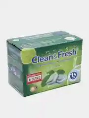 Таблетки для посудомоечных машин Clean & Fresh All in 1, 15 штук