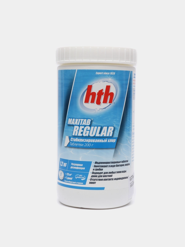 Медленный стабилизированный хлор hth MAXITAB REGULAR, в таблетках, 1,2 кг