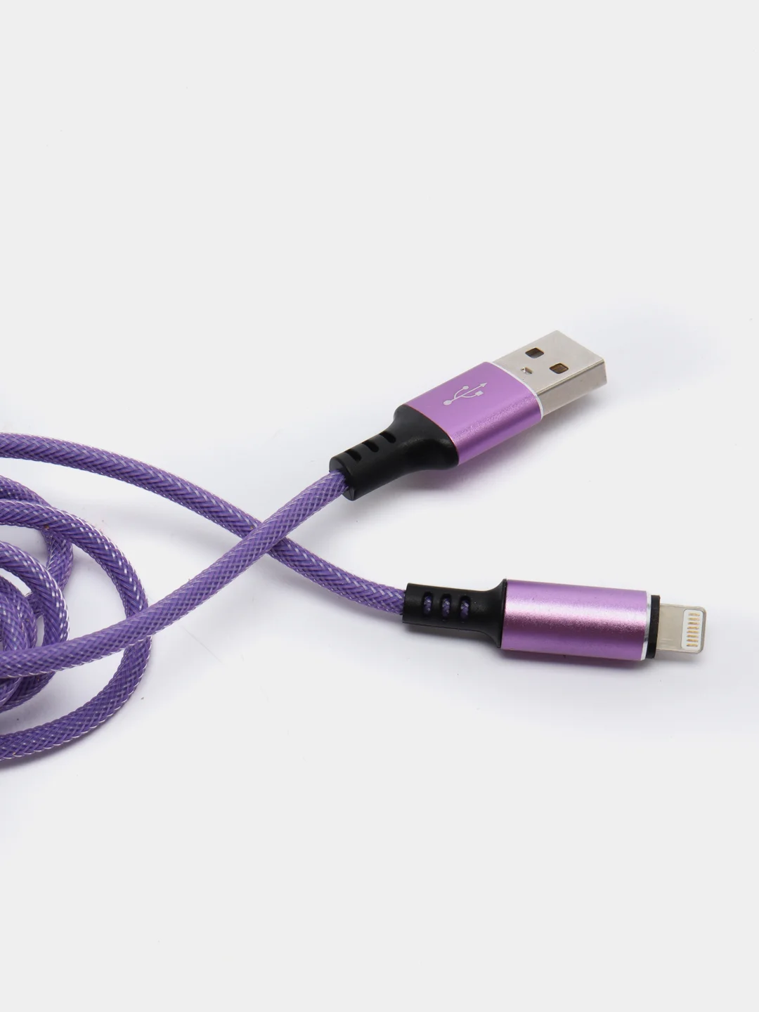 Пурпурный кабель зарядный Micro USB / Lightning / Type-C, 1,2 м, для Android и iPhone