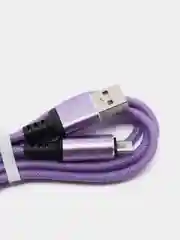 Пурпурный кабель зарядный Micro USB / Lightning / Type-C, 1,2 м, для Android и iPhone