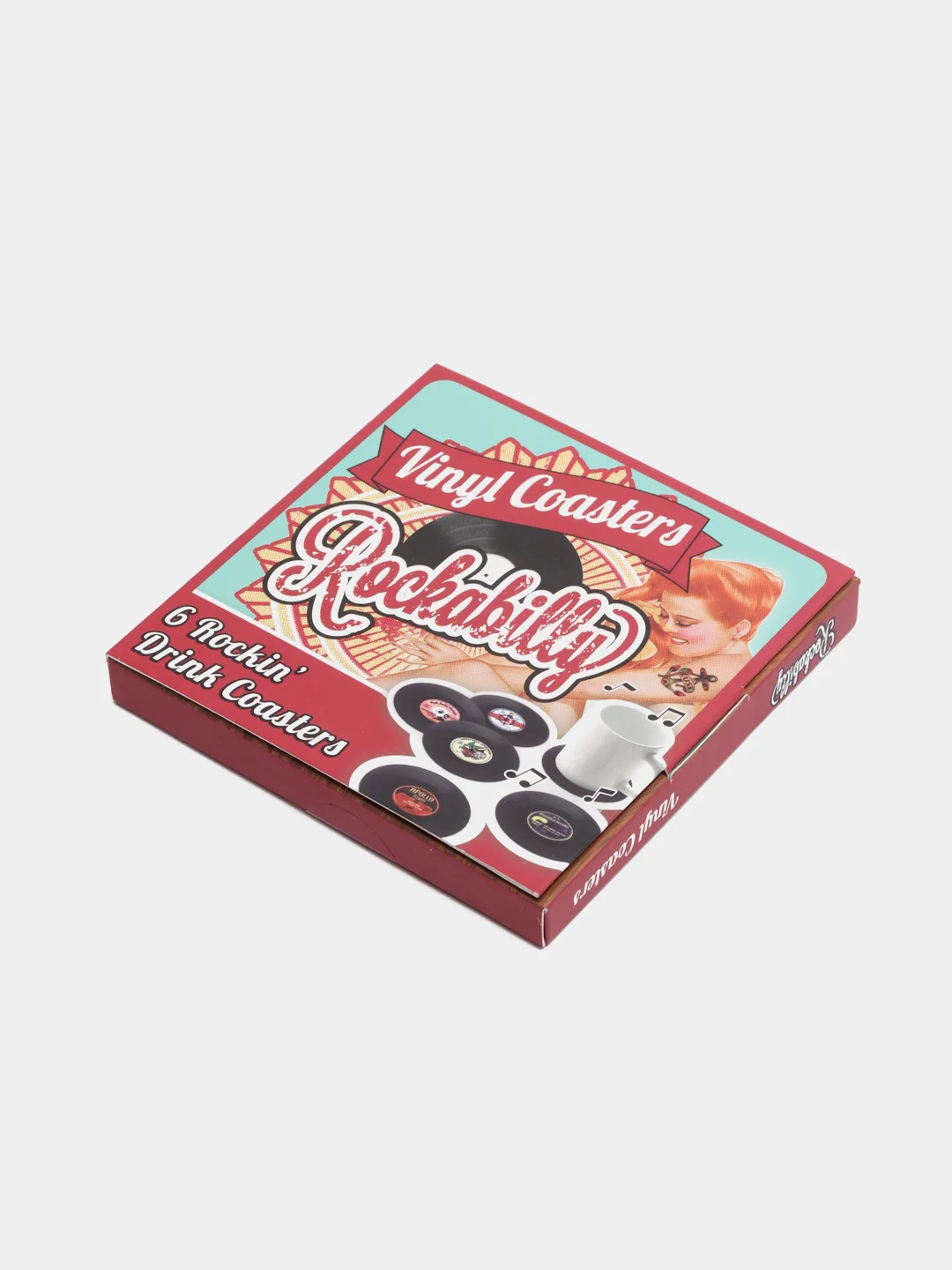Бирдекель набор из 6 ретро виниловых пластинок, подставка под стакан, кружку Rockabilly