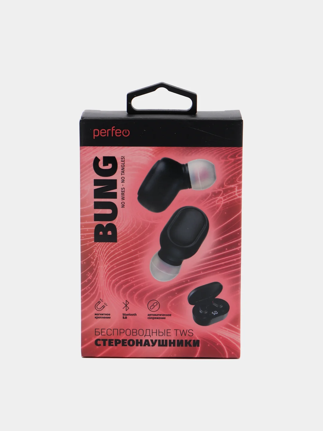 Черный bluetooth-стереогарнитура Perfeo TWS вкладыши BUNG автосопряжение