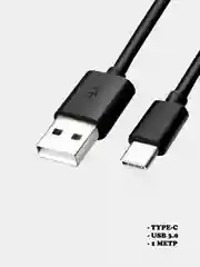Черный кабель Type-С 1 метр, 2А, ампера, черный, быстрая зарядка