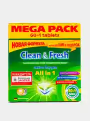 Таблетки для посудомоечных машин Clean & Fresh, 60 штук