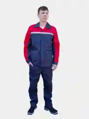 Рабочий костюм мужской летний Техник красно-серый, спецодежда