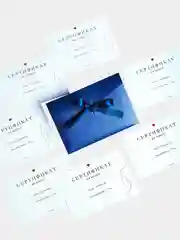 Синий подарочный сертификат на минет, 7 штук, подарочный конверт
