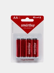 Батарейки SmartBuy пальчиковые АА R06, мизинчиковые ААА R03, 4 штуки