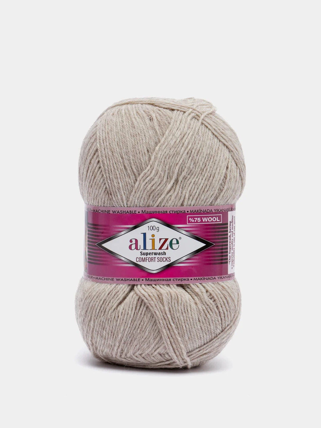Слоновая кость пряжа Superwash Alize, 75 шерсть супервош, 25 полиамид, 100 г / 420 м