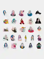 Черный стикеры Billie Eilish, набор 50 штук