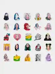 Черный стикеры Billie Eilish, набор 50 штук