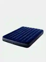 Лазурный матрас надувной Intex, велюровый, двуспальный, ножной насос для матраса