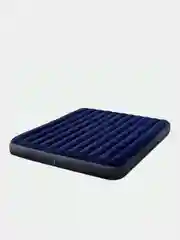 Небесно-голубой матрас надувной Intex, велюровый, двуспальный, ножной насос для матраса