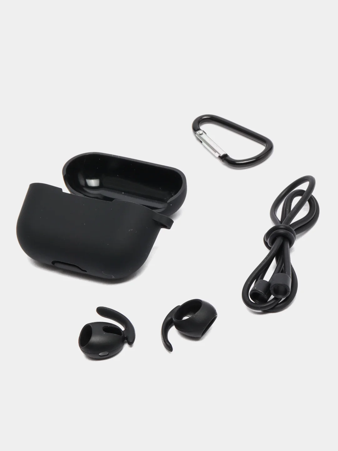Черный чехол для наушников Airpods pro и 4 аксессуара