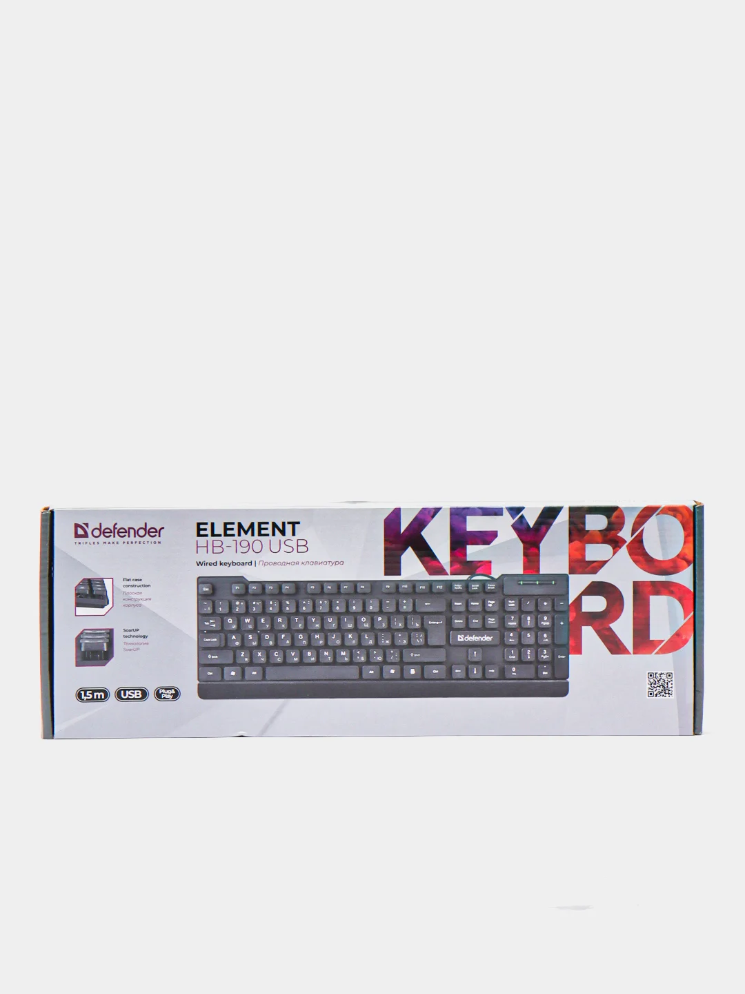 Клавиатура Defender Element HB-190 USB RU,черный,полноразмерная