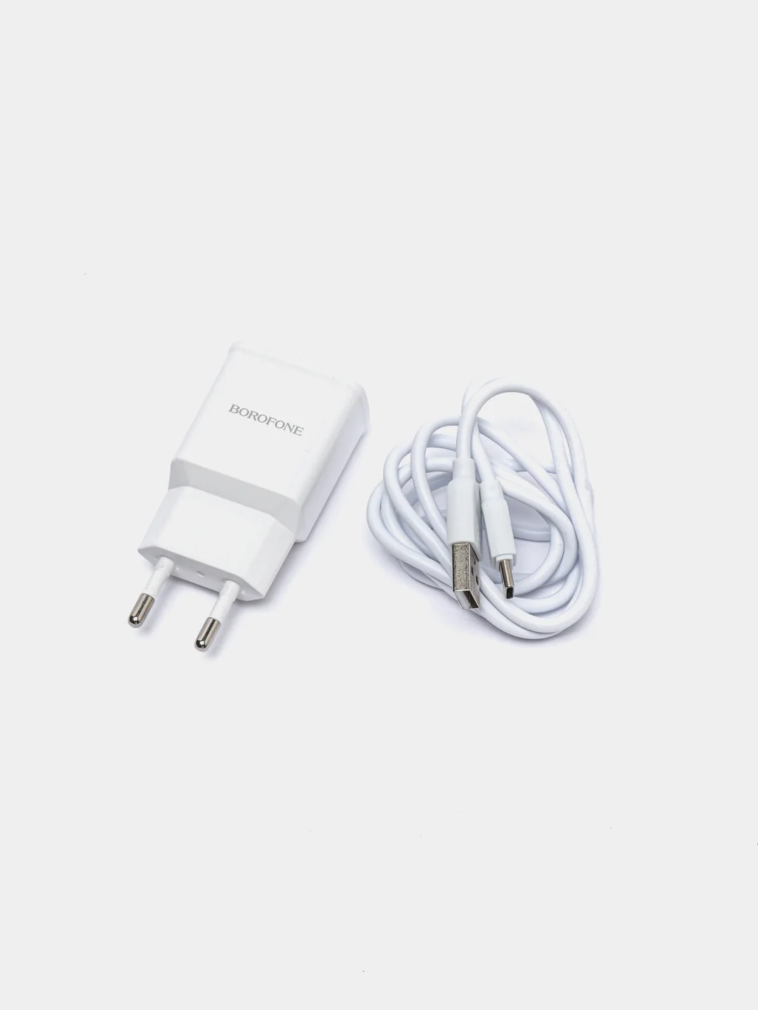 Белый зарядное устройство Borofone BA59A (1xUSB, QC 3.0, 18W+ опц.кабель Micro-USB или Type-C)