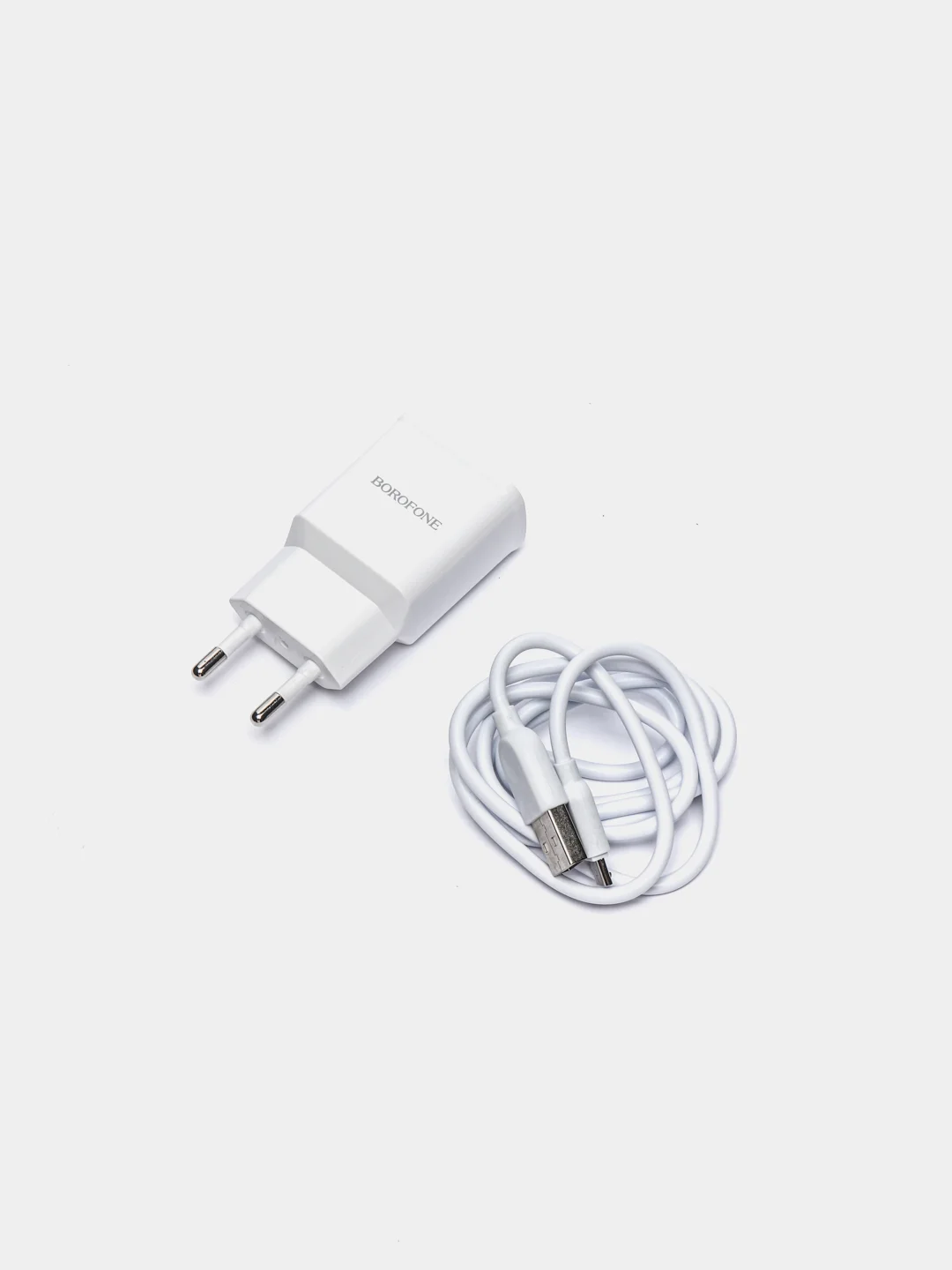 Белый зарядное устройство Borofone BA59A (1xUSB, QC 3.0, 18W+ опц.кабель Micro-USB или Type-C)