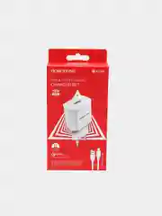 Белый зарядное устройство Borofone BA59A (1xUSB, QC 3.0, 18W+ опц.кабель Micro-USB или Type-C)