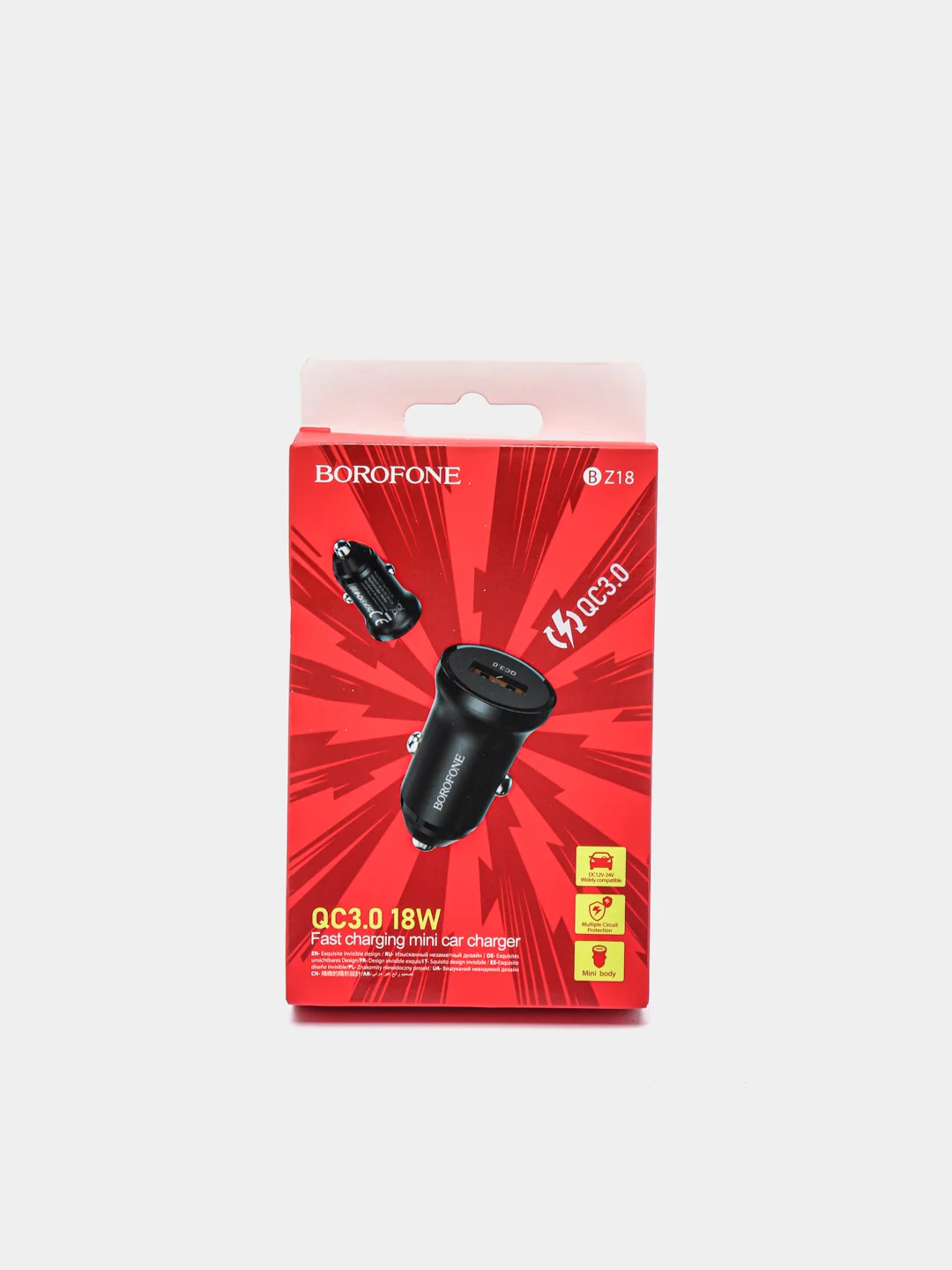 Черный автомобильное зарядное устройство USB 2,4A BOROFONE BZ18,BZ18A PD20W Quick Charge 3.0