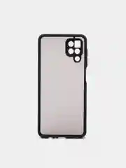 Черный чехол на Samsung Galaxy (Галакси) A12, M12, пластиковый, матовый, с цветными кнопками