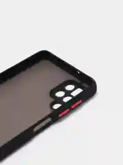 Черный чехол на Samsung Galaxy (Галакси) A12, M12, пластиковый, матовый, с цветными кнопками
