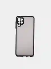 Черный чехол на Samsung Galaxy (Галакси) A12, M12, пластиковый, матовый, с цветными кнопками