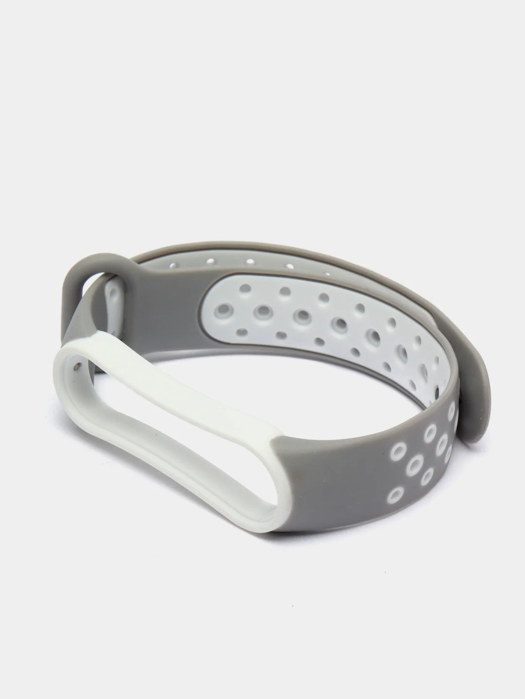 Серебряный ремешок для Xiaomi Mi Band 5 / 6 / 7 cиликоновый спортивный (Сяоми ми бенд))