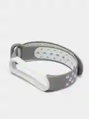 Серебряный ремешок для Xiaomi Mi Band 5 / 6 / 7 cиликоновый спортивный (Сяоми ми бенд))