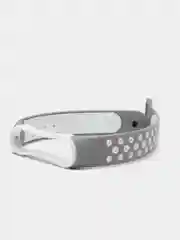 Серебряный ремешок для Xiaomi Mi Band 5 / 6 / 7 cиликоновый спортивный (Сяоми ми бенд))