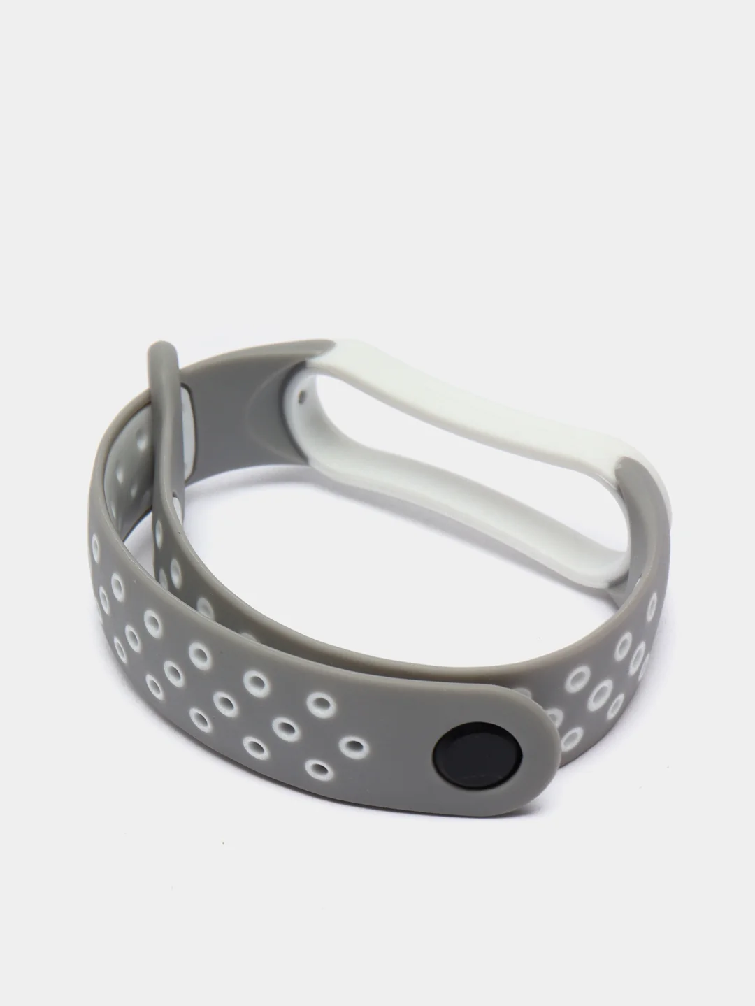 Серебряный ремешок для Xiaomi Mi Band 5 / 6 / 7 cиликоновый спортивный (Сяоми ми бенд))