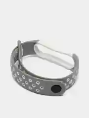 Серебряный ремешок для Xiaomi Mi Band 5 / 6 / 7 cиликоновый спортивный (Сяоми ми бенд))
