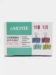 Зажимы для бумаг deVENT, 19 мм, 12 штук, металлические, 4 цвета (У415531)